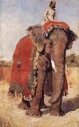 Edwin Lord Weeks A State Elephant at Bikaner Rajasthan oil painting on canvas